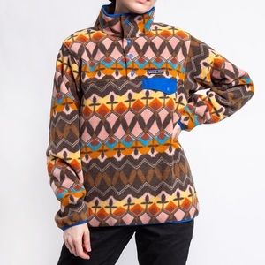 RARE Patagonia Lightweight Synchilla Snap-T Fleece in Companions Big Anthos Pink